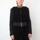 Balmain 2000's black shearling hair sleeveless jacket with belt
