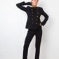 Ralph Lauren 2010's black pantsuit with golden buttons and stripes