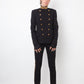 Ralph Lauren 2010's black pantsuit with golden buttons and stripes