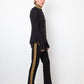 Ralph Lauren 2010's black pantsuit with golden buttons and stripes