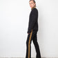 Ralph Lauren 2010's black pantsuit with golden buttons and stripes