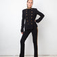 Ralph Lauren 2010's black pantsuit with golden buttons and stripes