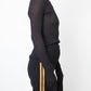 Ralph Lauren 2010's black pantsuit with golden buttons and stripes