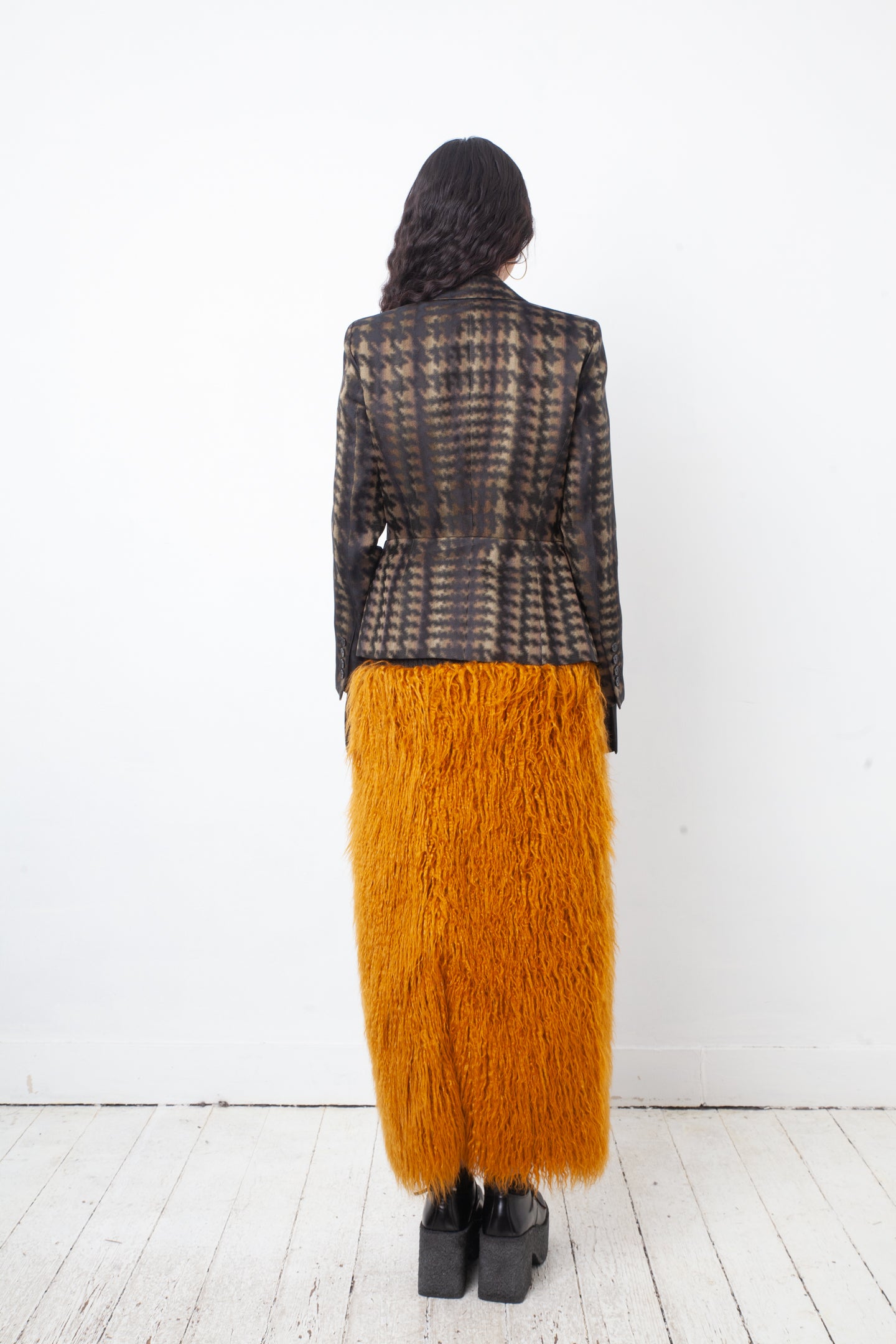 Gucci Fall 2013 silk iridescent houndstooth khaki blazer