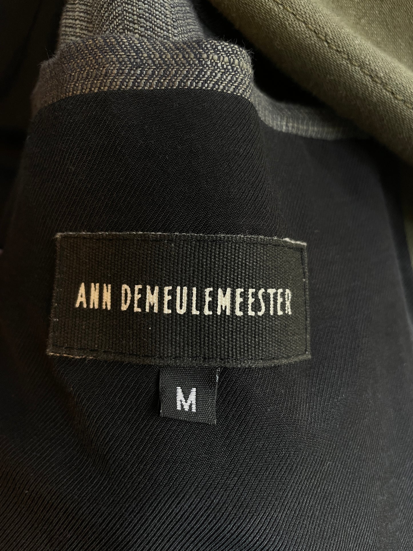 Ann Demeulemeester 2000's linen military blazer with turquoise collar