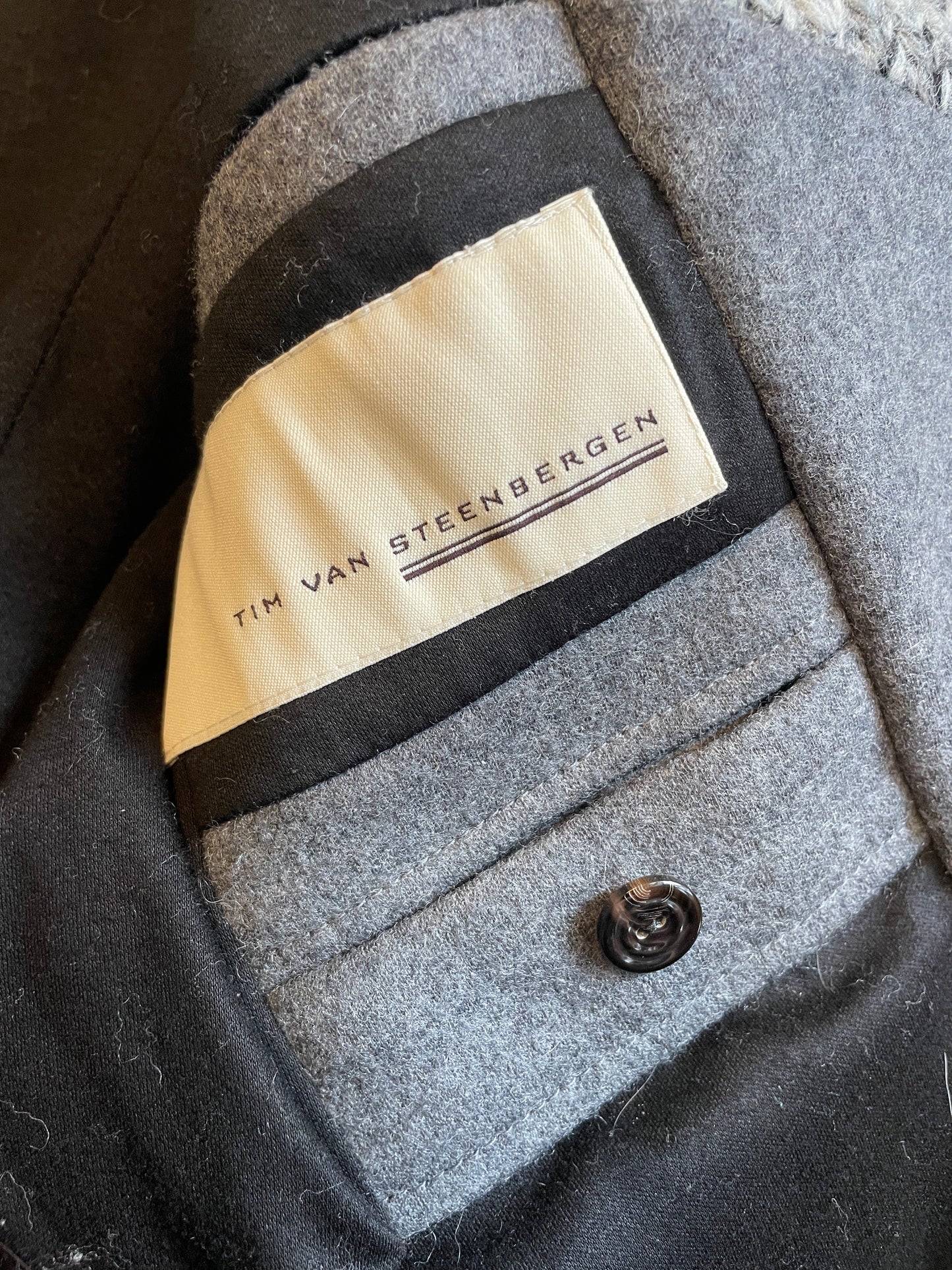 Tim van Steenbergen 2000's grey wool jersey jacket with knit collar