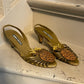 Andrea Pfister 80's khaki leather pineapple sandals size 39