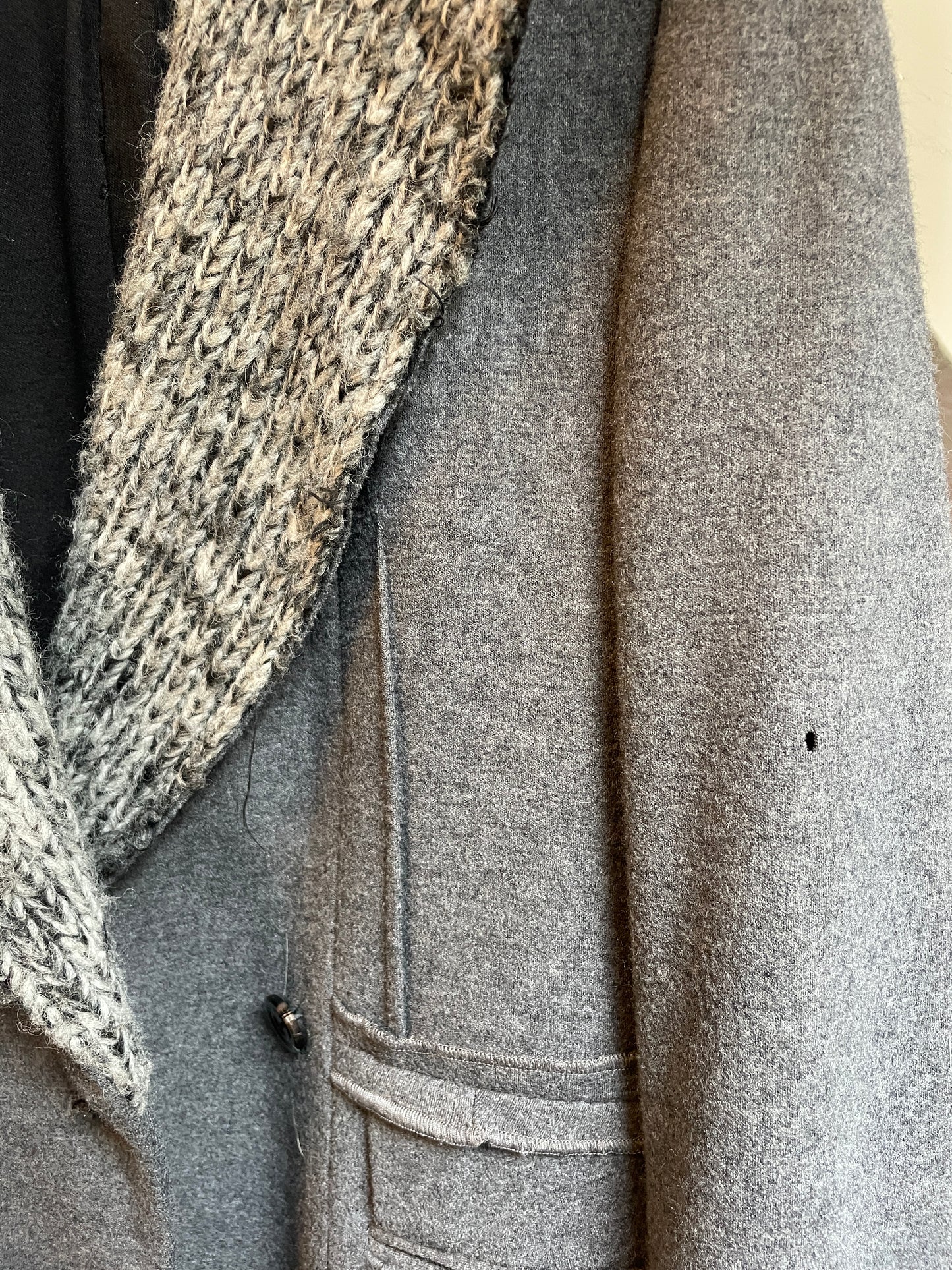 Tim van Steenbergen 2000's grey wool jersey jacket with knit collar