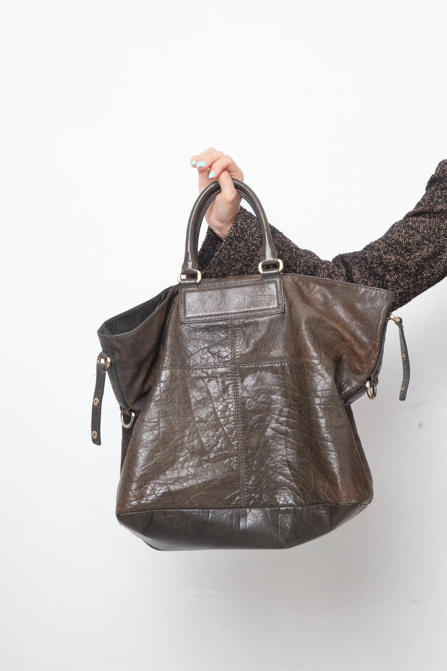 Givenchy 2000's large khaki textured leather bag