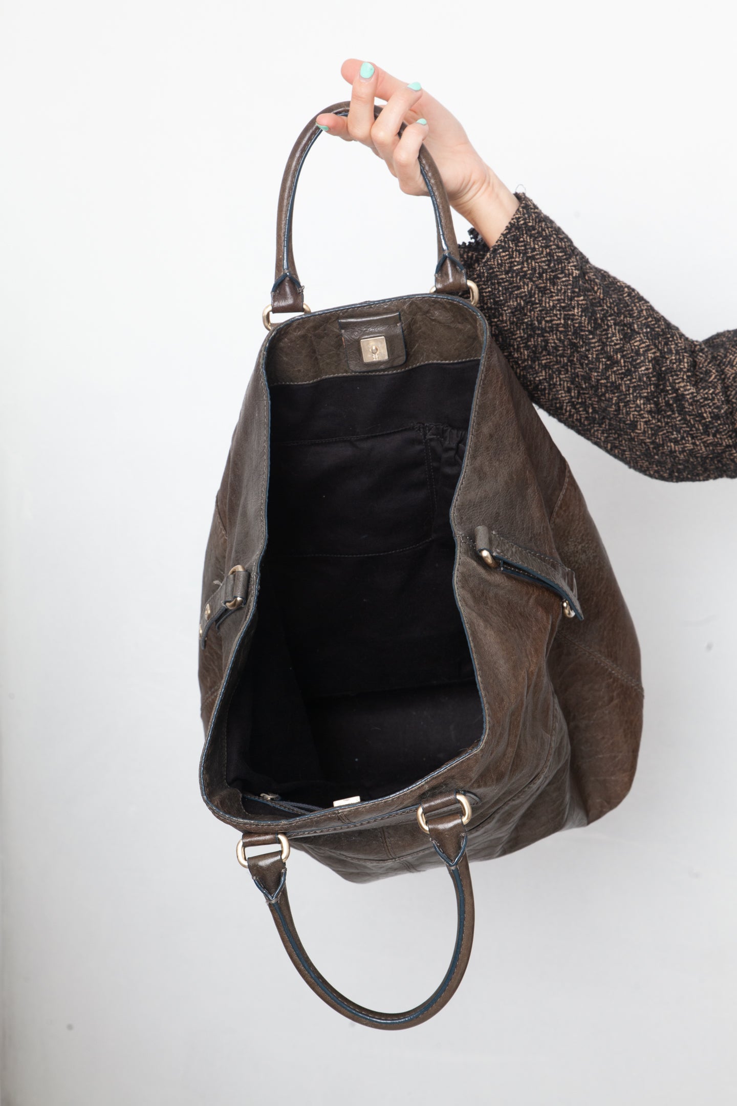 Givenchy 2000's large khaki textured leather bag