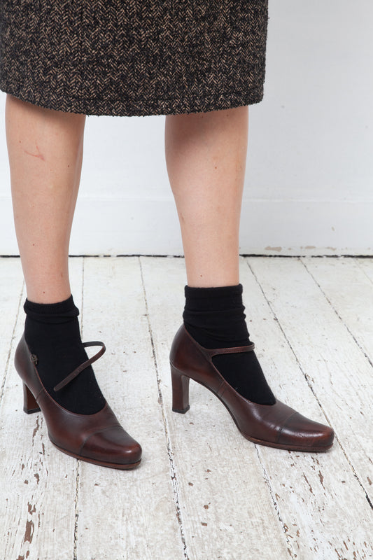 Miu Miu 2000's brown leather heels with ankle strap size 37