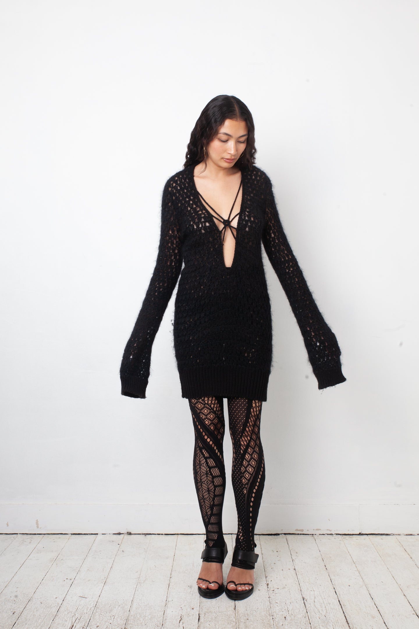 Veronique Branquinho 2005's black knit sweater dress