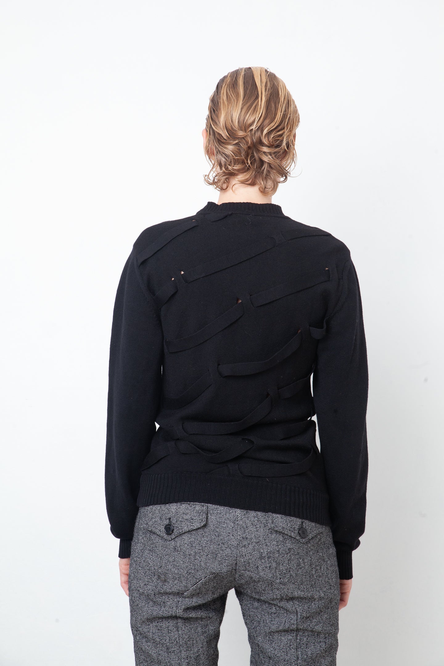 Dirk Schönberger 2000's black wool sweater with straps