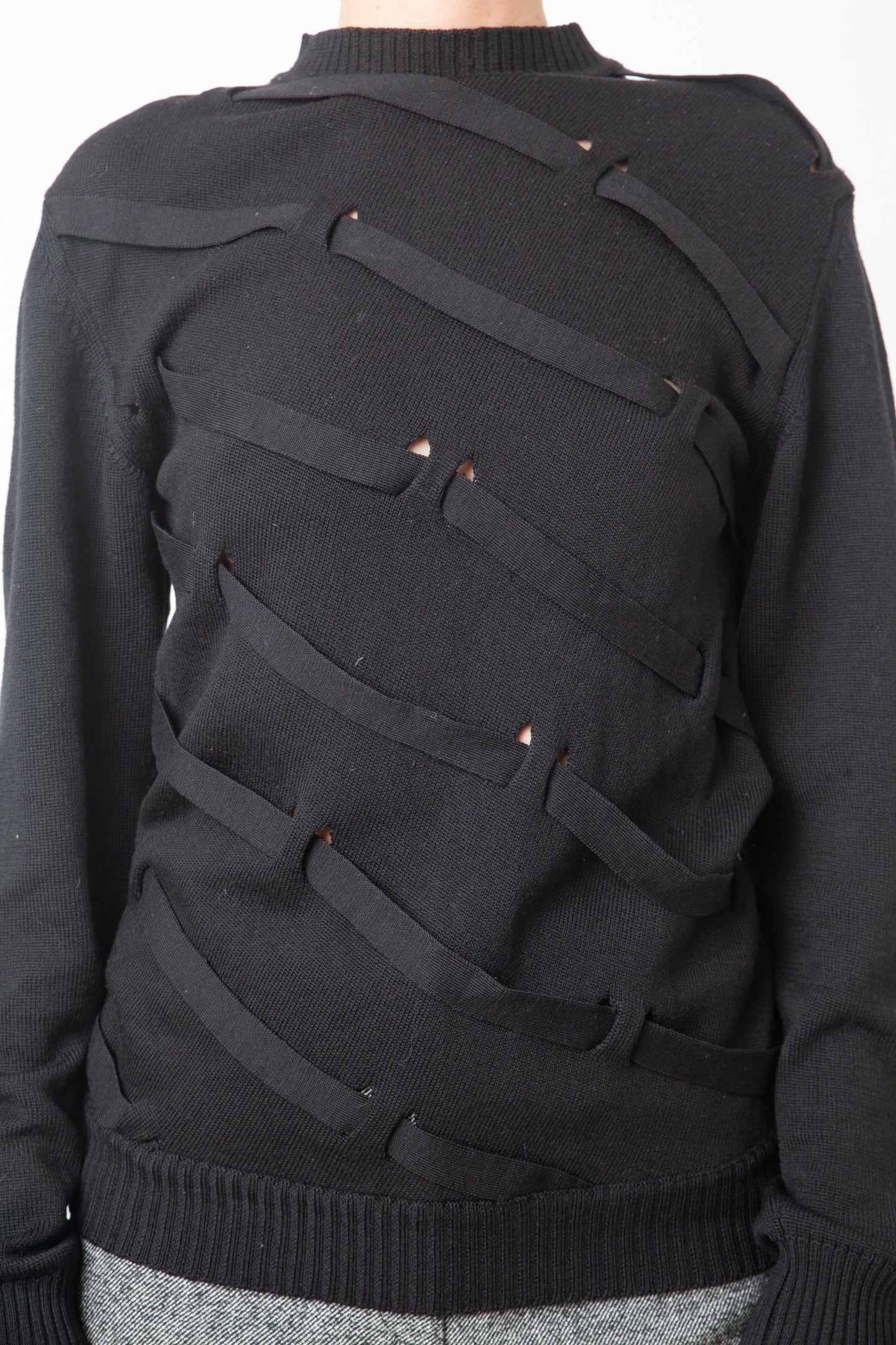 Dirk Schönberger 2000's black wool sweater with straps