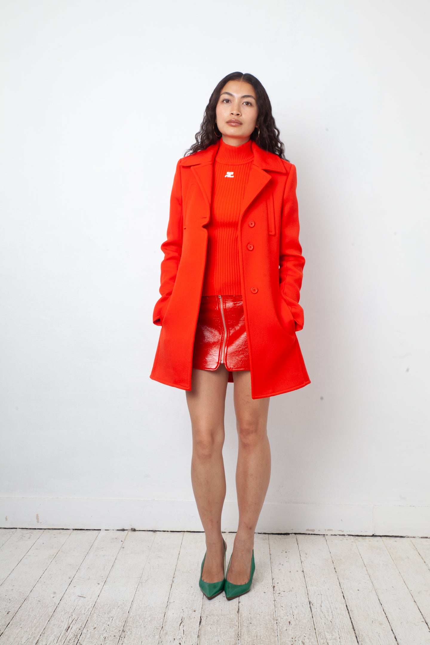 Courrèges 2020's bright red ribbed knit turtleneck sweater