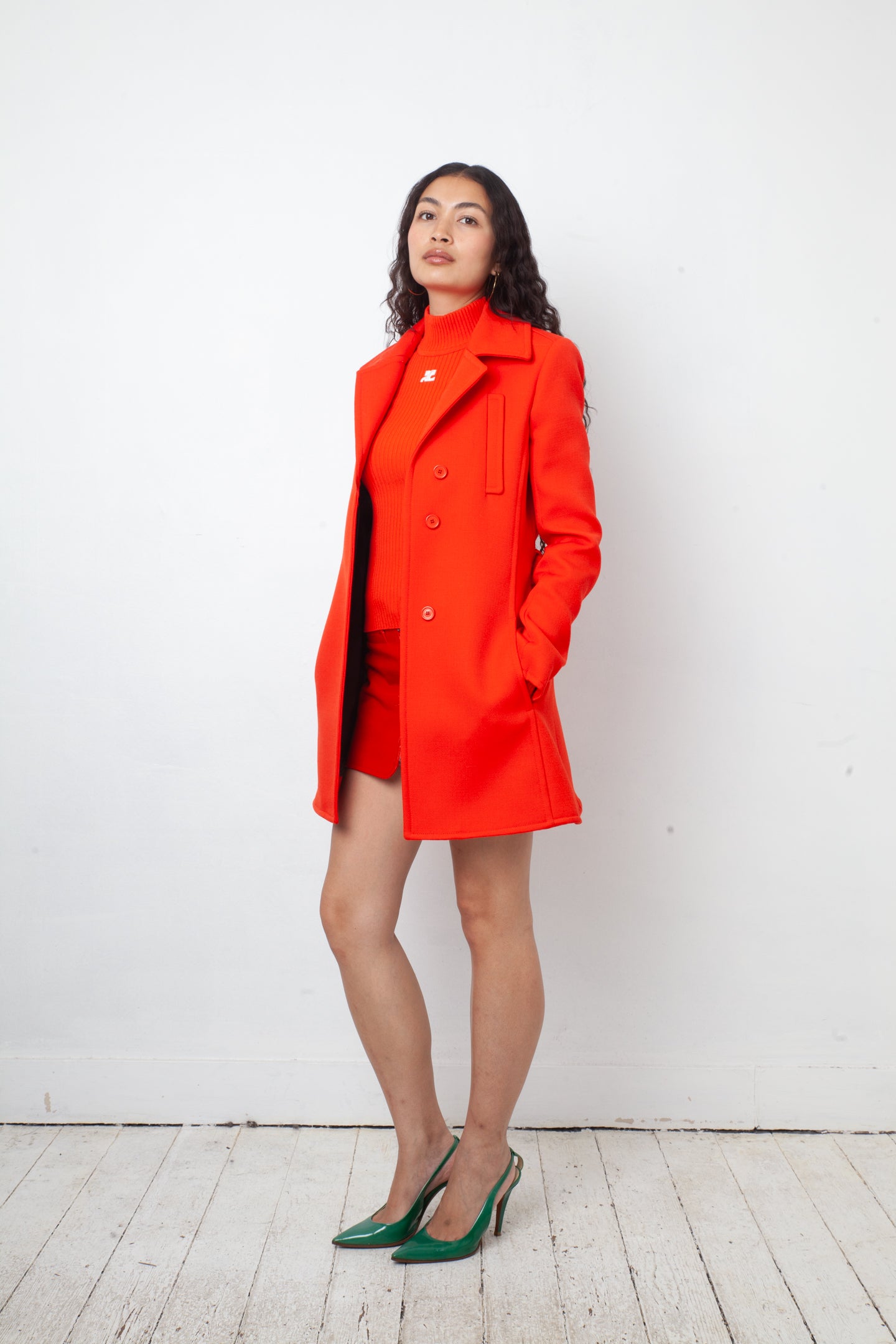 Courrèges 2020's red wool A-line coat