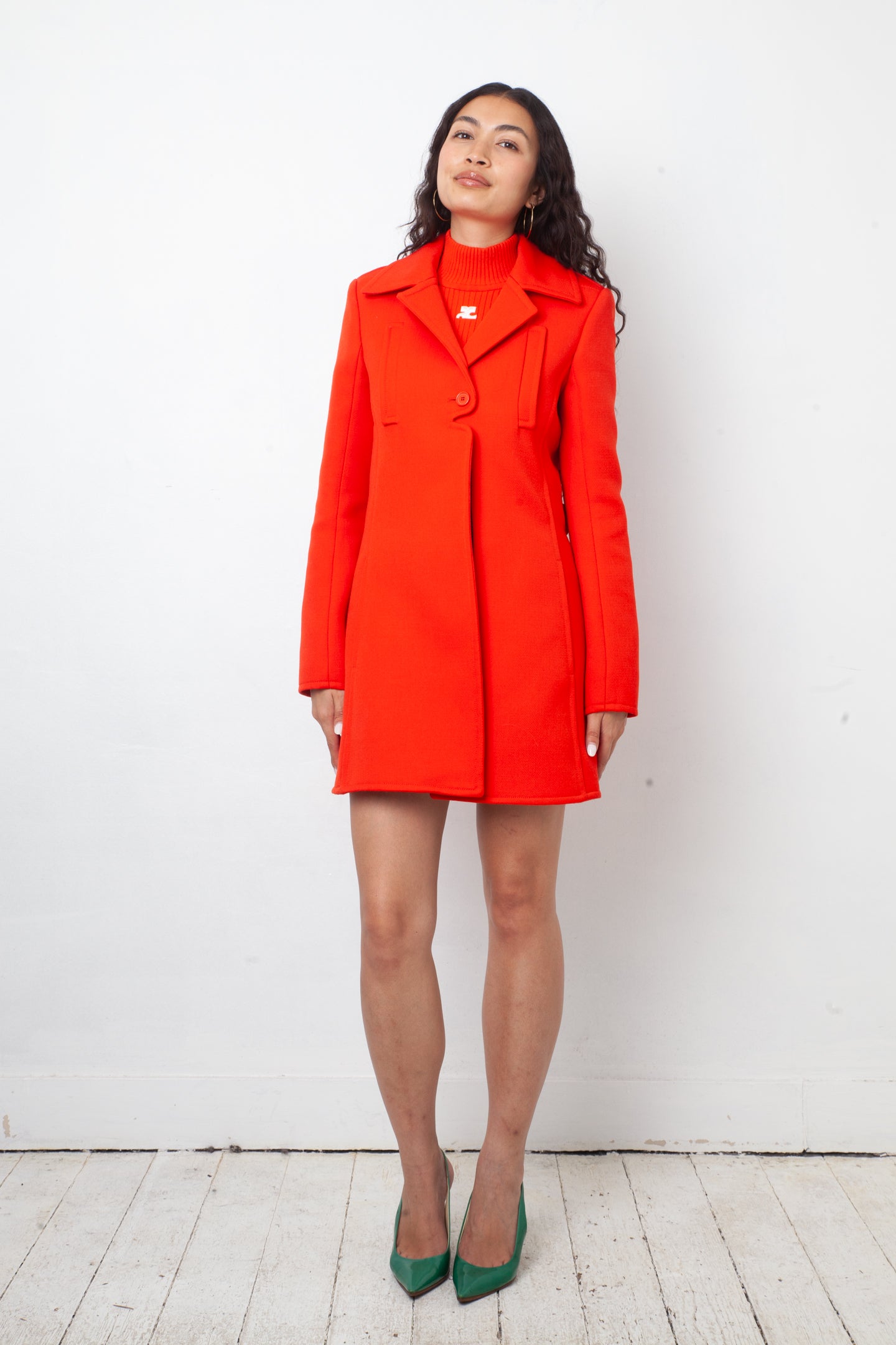 Courrèges 2020's red wool A-line coat