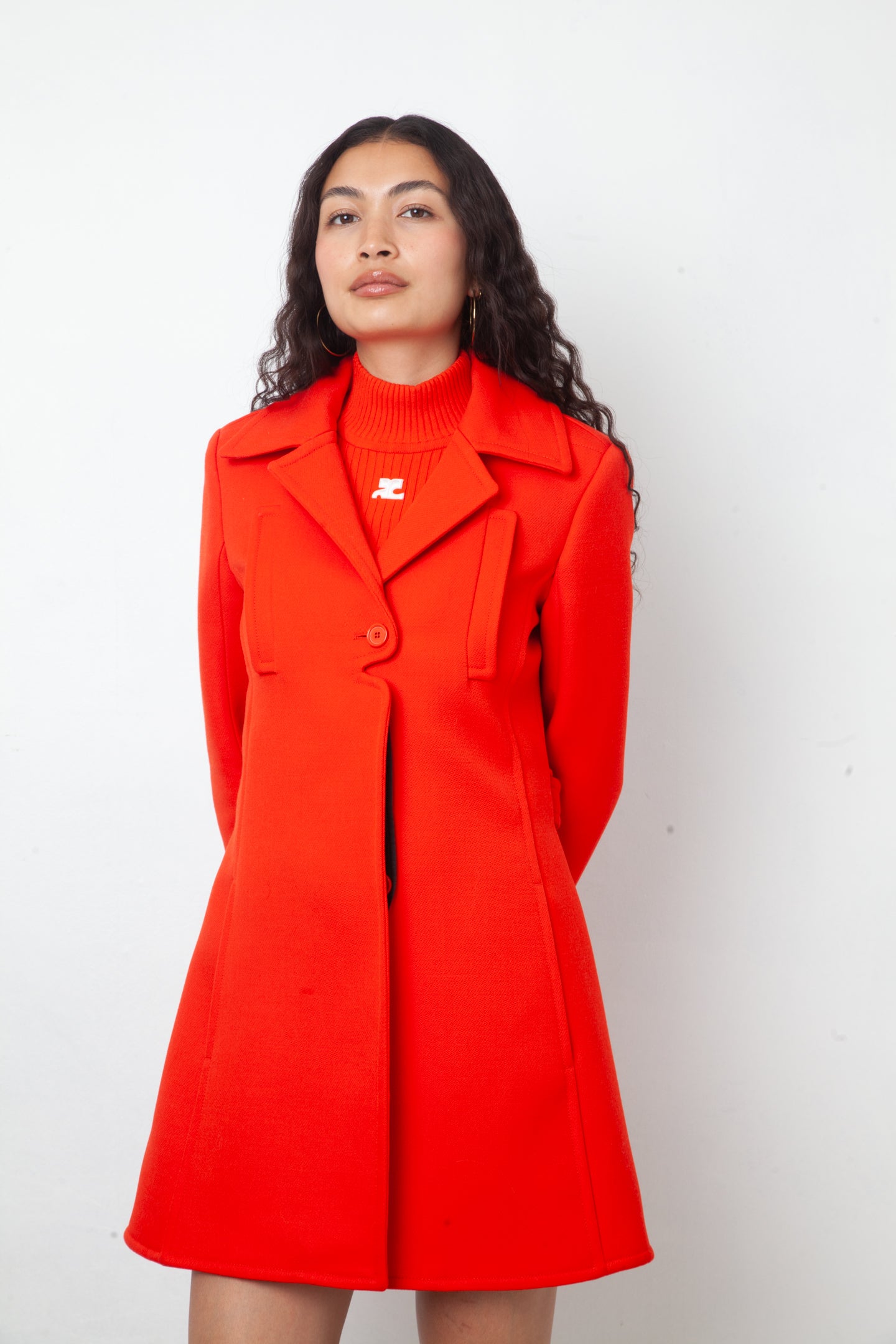 Courrèges 2020's red wool A-line coat