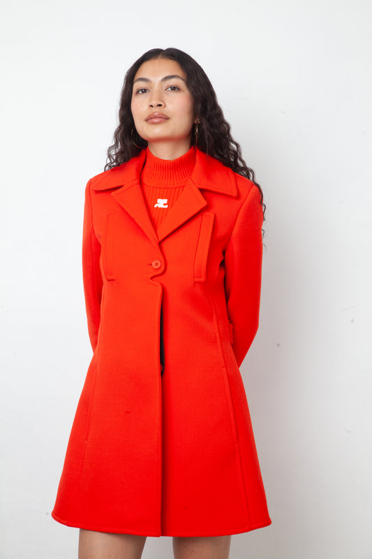 Courrèges 2020's red wool A-line coat