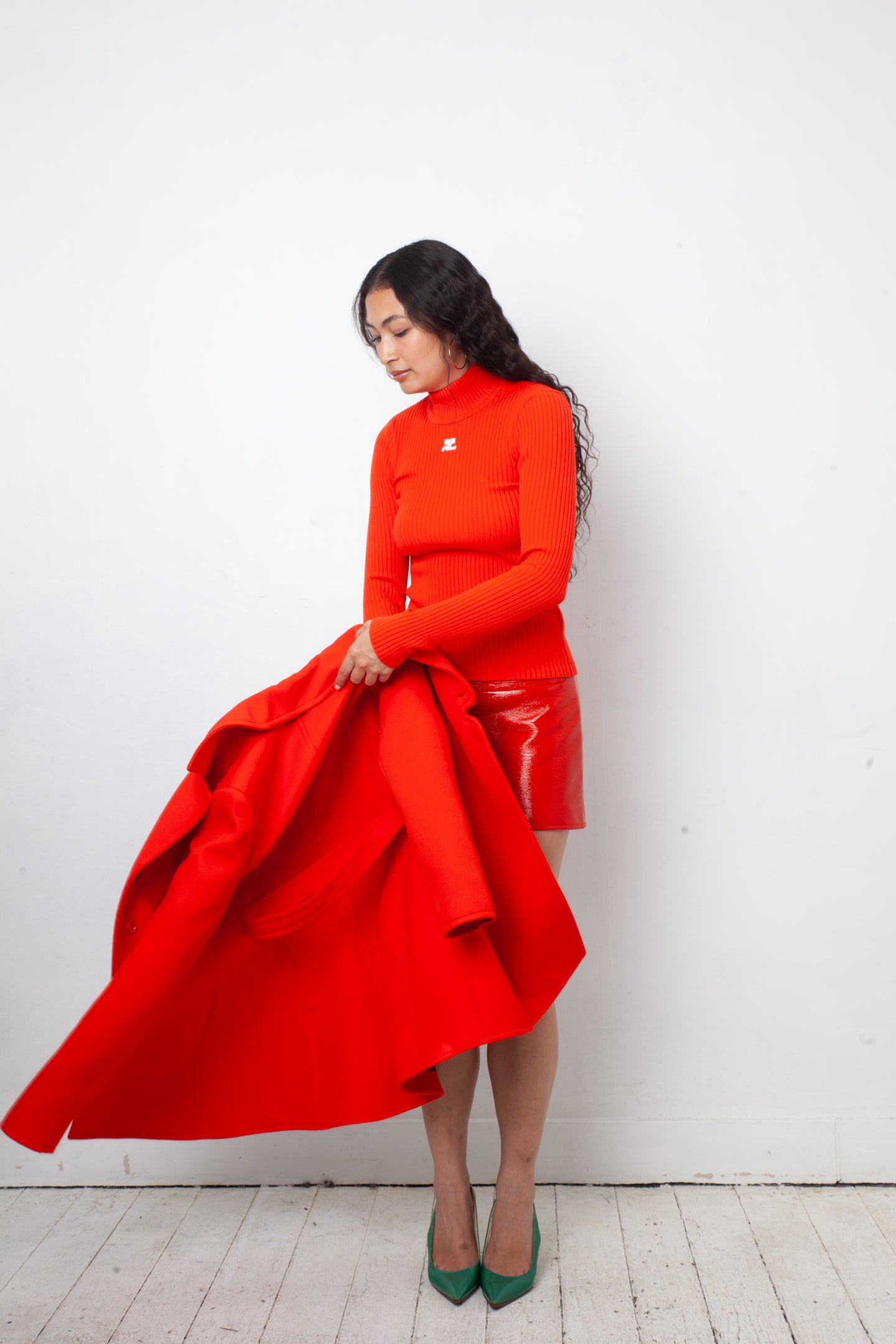 Courrèges 2020's red wool A-line coat