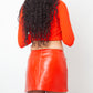 Courrèges 2020's bright red vinyl mini skirt