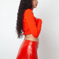 Courrèges 2020's bright red vinyl mini skirt