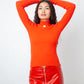 Courrèges 2020's bright red ribbed knit turtleneck sweater