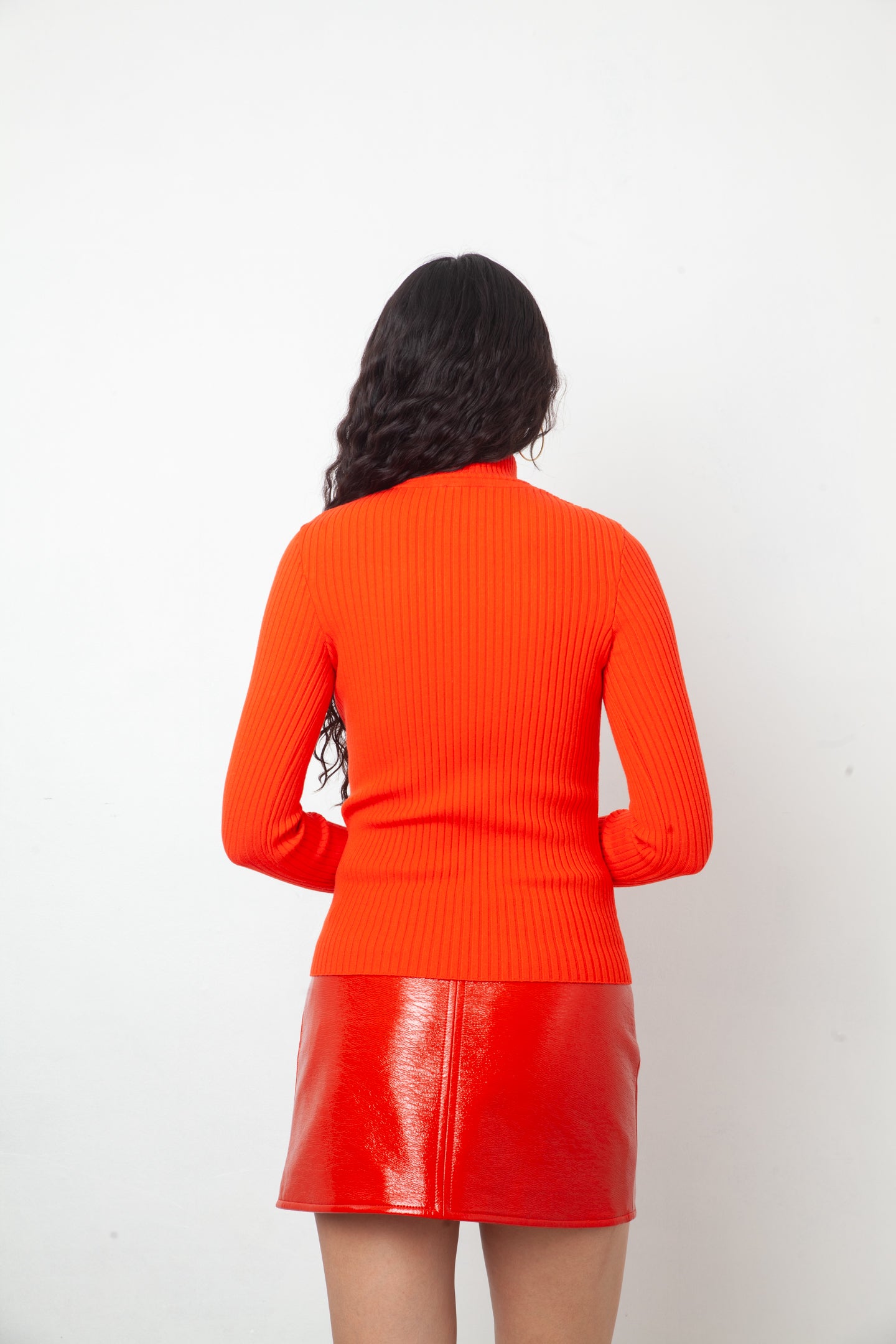 Courrèges 2020's bright red ribbed knit turtleneck sweater