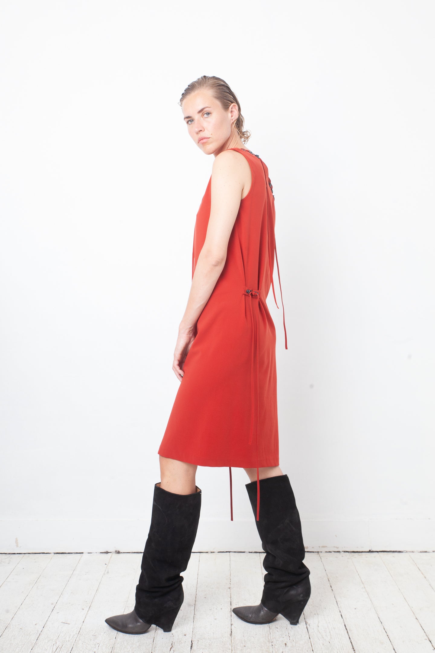 Martin Margiela 2000's suede and leather black and silver knee high boots