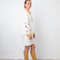 Christian Lacroix 1995 white and gold skirt suit with flower embroideries
