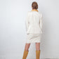 Christian Lacroix 1995 white and gold skirt suit with flower embroideries