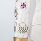Christian Lacroix 1995 white and gold skirt suit with flower embroideries