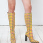 Balenciaga Fall 2018 checkered yellow pink and green cloth boots size 37