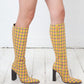 Balenciaga Fall 2018 checkered yellow pink and green cloth boots size 37