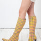 Balenciaga Fall 2018 checkered yellow pink and green cloth boots size 37