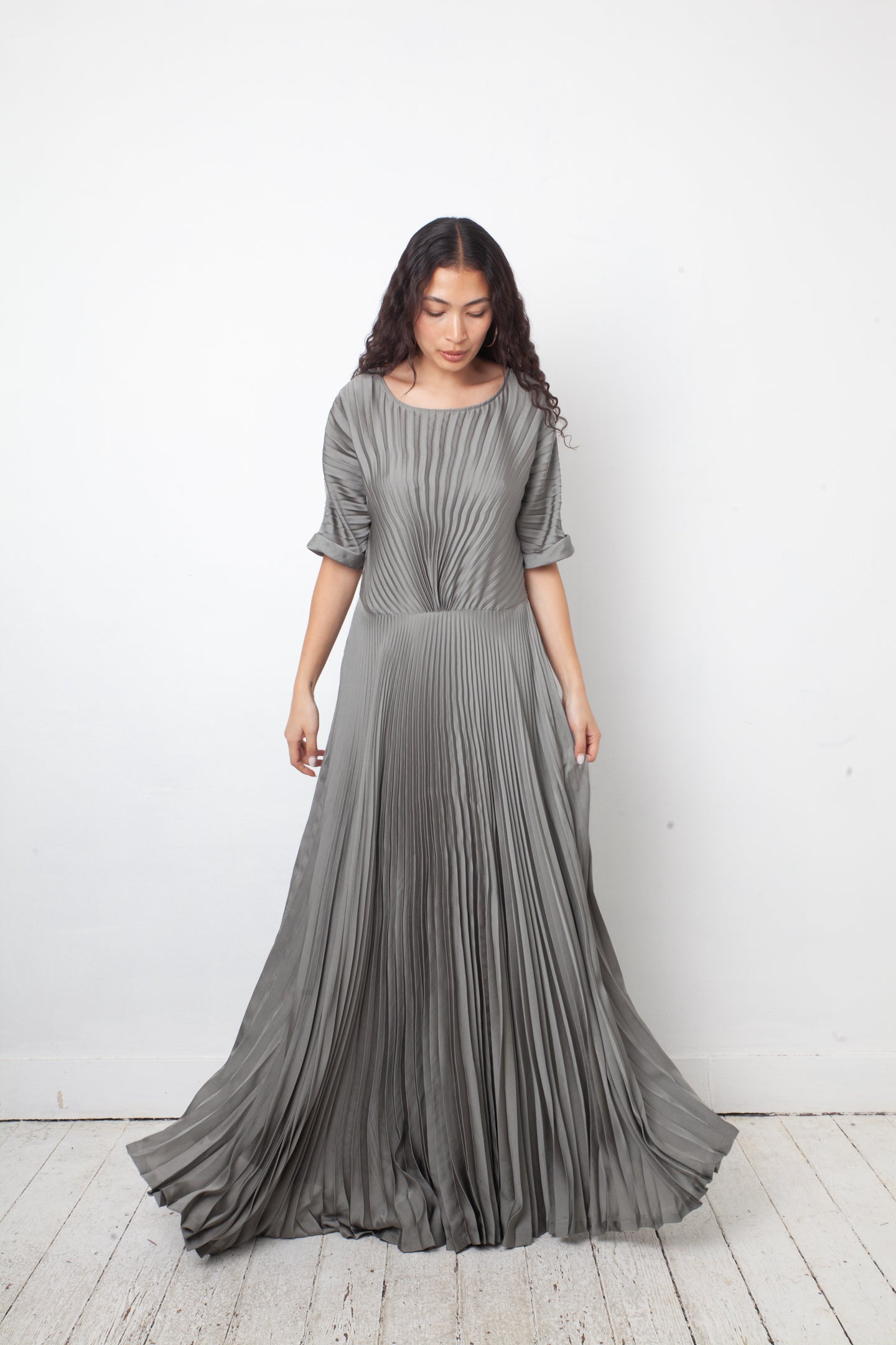 Dries van Noten 2010's grey pleated evening dress