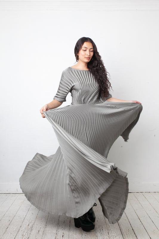 Dries van Noten 2010's grey pleated evening dress