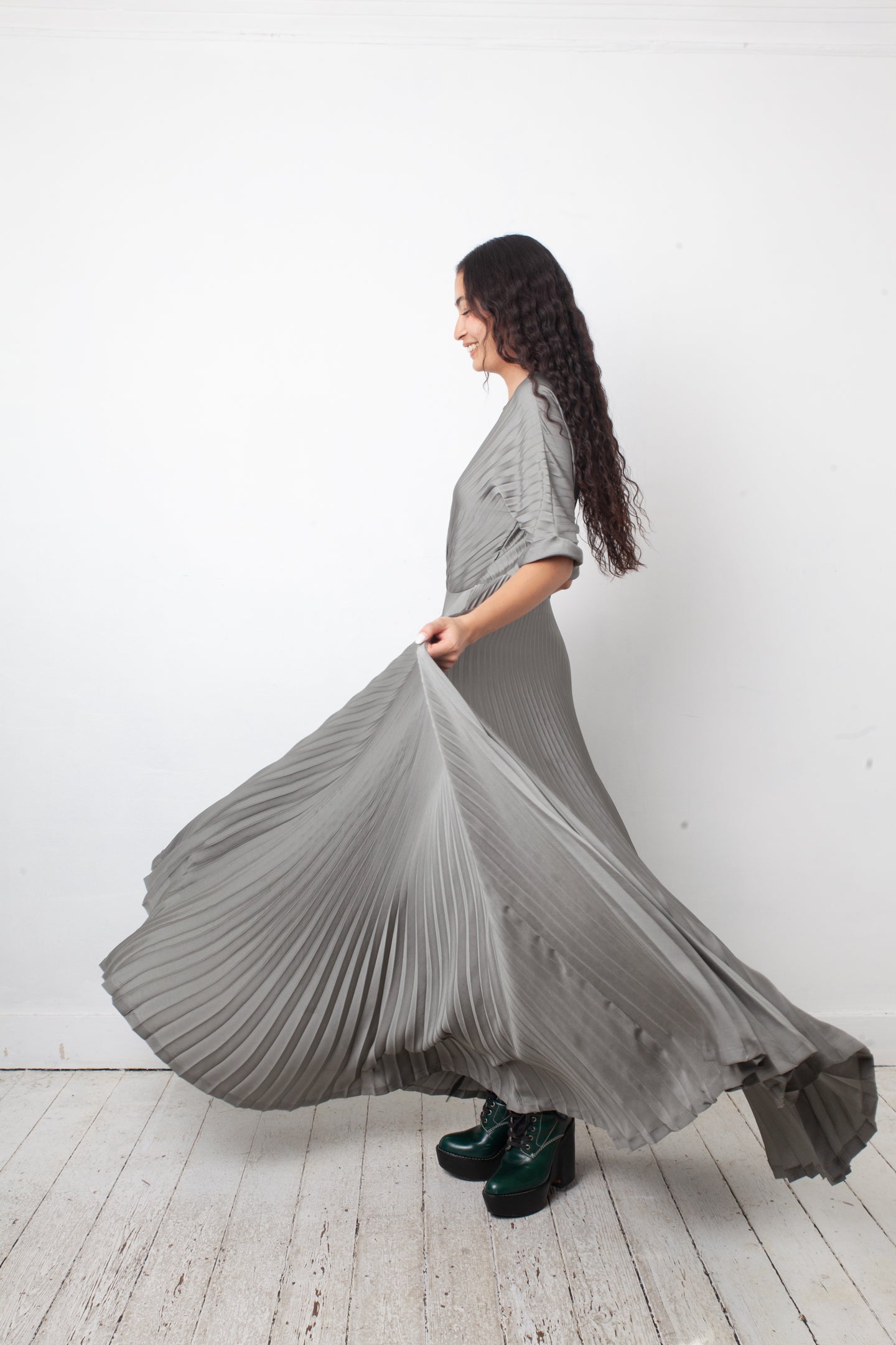Dries van Noten 2010's grey pleated evening dress