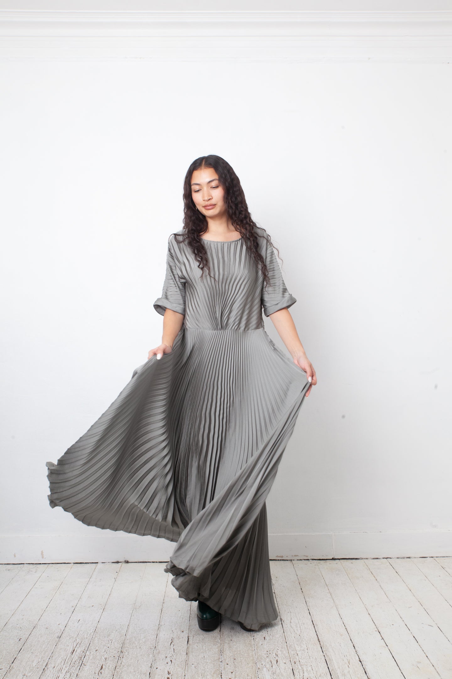 Dries van Noten 2010's grey pleated evening dress