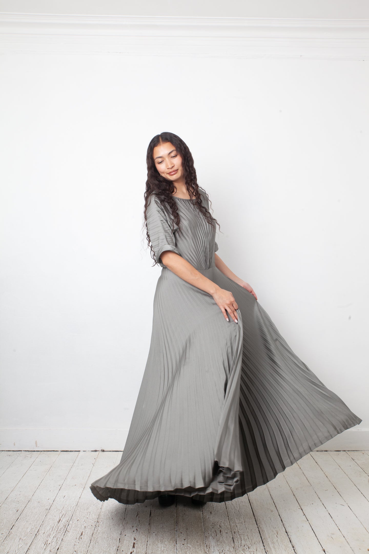 Dries van Noten 2010's grey pleated evening dress