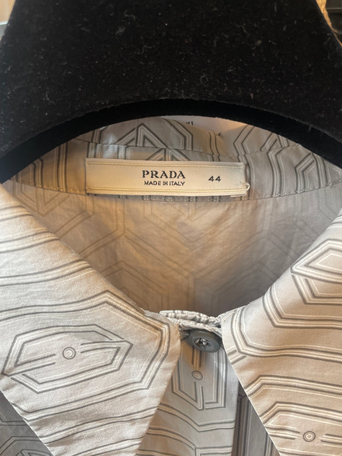 Prada 2000's light grey 70's pattern cotton shirt