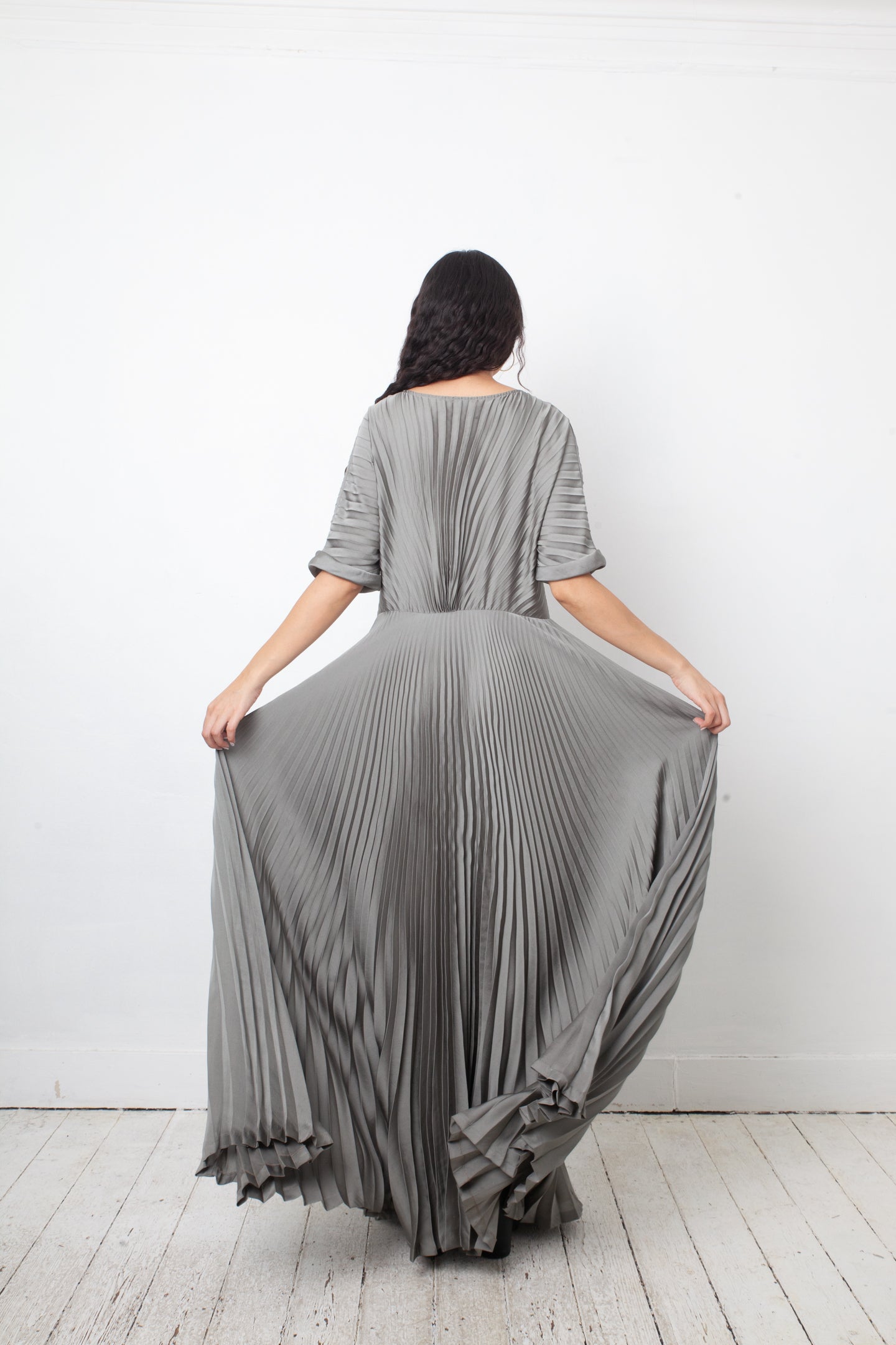 Dries van Noten 2010's grey pleated evening dress