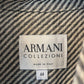 Armani 2002 linnen striped knit beige zipper jacket with mao collar