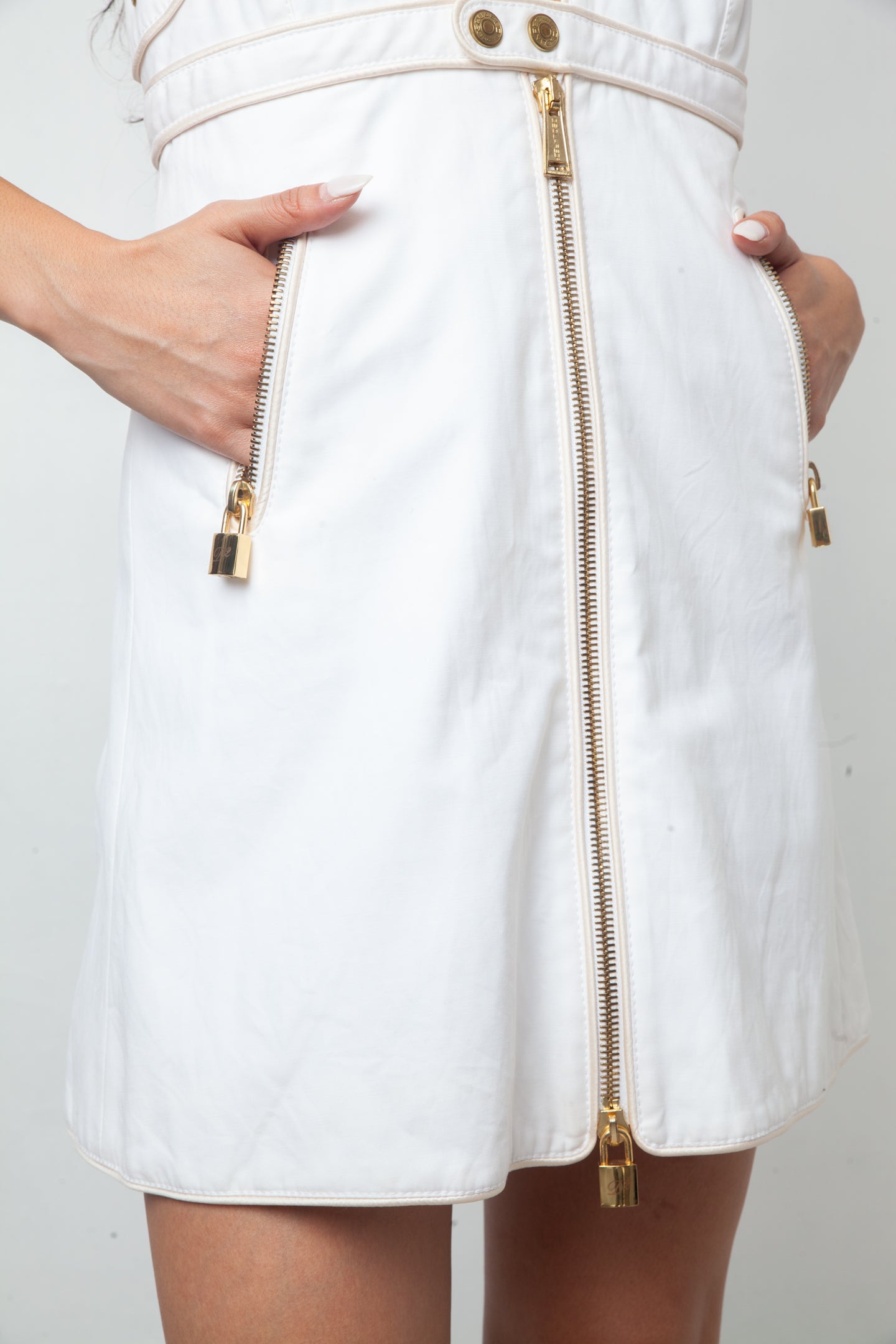 Dsquared2 Spring 2008 cotton halter dress with golden hardware