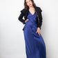 Alberta Ferretti 2010's silk blue evening gown with open back