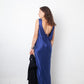 Alberta Ferretti 2010's silk blue evening gown with open back