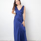 Alberta Ferretti 2010's silk blue evening gown with open back