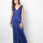 Alberta Ferretti 2010's silk blue evening gown with open back