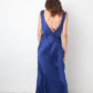Alberta Ferretti 2010's silk blue evening gown with open back