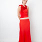 IRIÉ 2000's bright red stretchy top with sculptural 3D roses collar